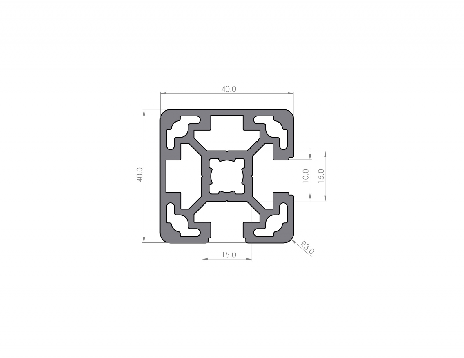 Aluminium profile 40x40 groove 10 B-type 2N90